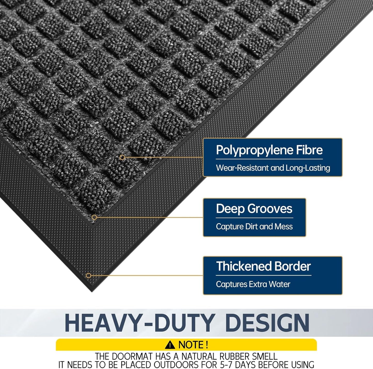 Indoor Outdoor Front Door Mats, 48" x 24" Rubber Backing Non Slip Durable Welcome Floor Mats for Patio, Garage Entrance, Stain and Fade Resistant Commercial Doormats for High Traffic