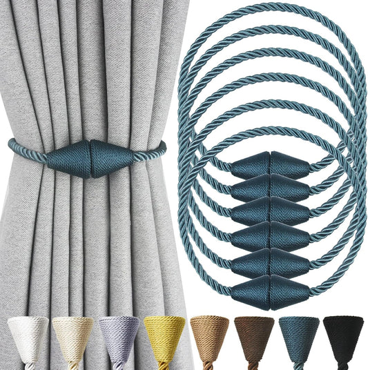 6 Pack Magnetic Curtain Tiebacks Rope Modern Handmade Curtain Tie Backs Decorative Drapes Weave