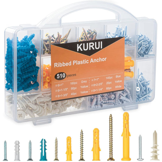 KURUI 510Pcs Wall Hanging Kit with Anchors and Screws, Picture Hanging Kit for Wall Decor Art