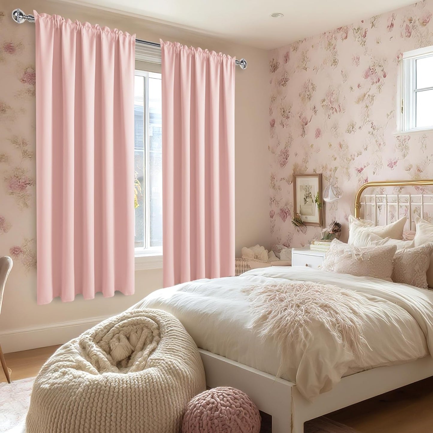 DWCN Blackout Curtains for Living Room Thermal Insulated, Energy Saving & Noise Reducing Bedroom Curtains, Blush Pink, W 70x L 72 Inch, Set of 2 Rod Pocket Curtain Panels