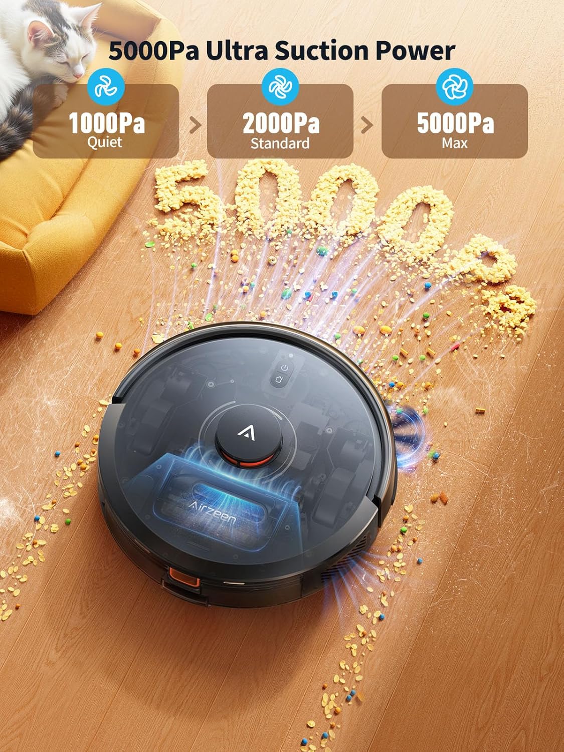 Robot Vacuum and Mop, Self-Emptying Robot Vacuum Cleaner with 5000Pa Suction, Laser Navigator with Smart Mapping Robotic Vacuums, 150Mins Runtime,Schedule,App Alexa Control for Carpet/Pet Hair,Q10 pro
