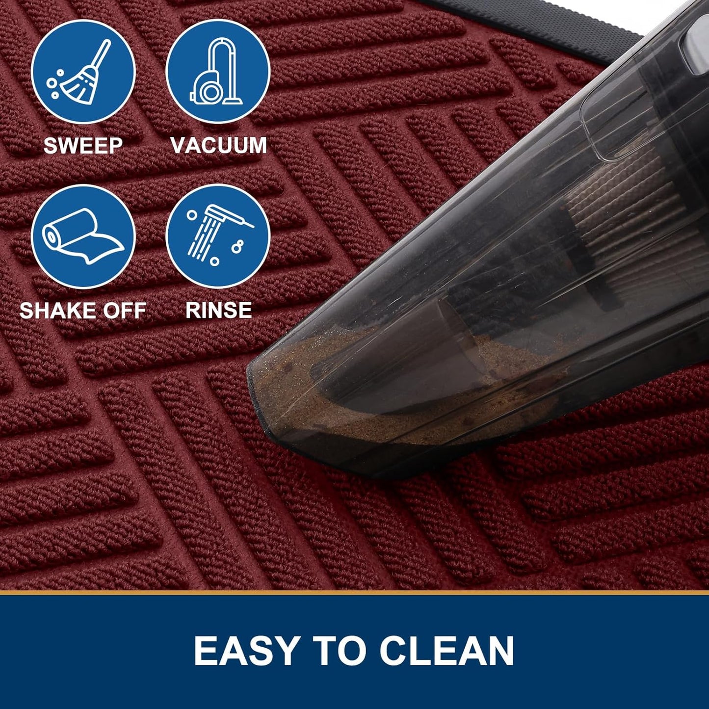 Smiry Half Circle Front Door Mat Outside Entrance,Heavy Duty Outdoor Indoor Natural Rubber Doormat,Non Slip,Trap Dirt and Moisture,Easy Clean,Low Profile Patio Porch Entryway Mat,29.5x17, Wine Red