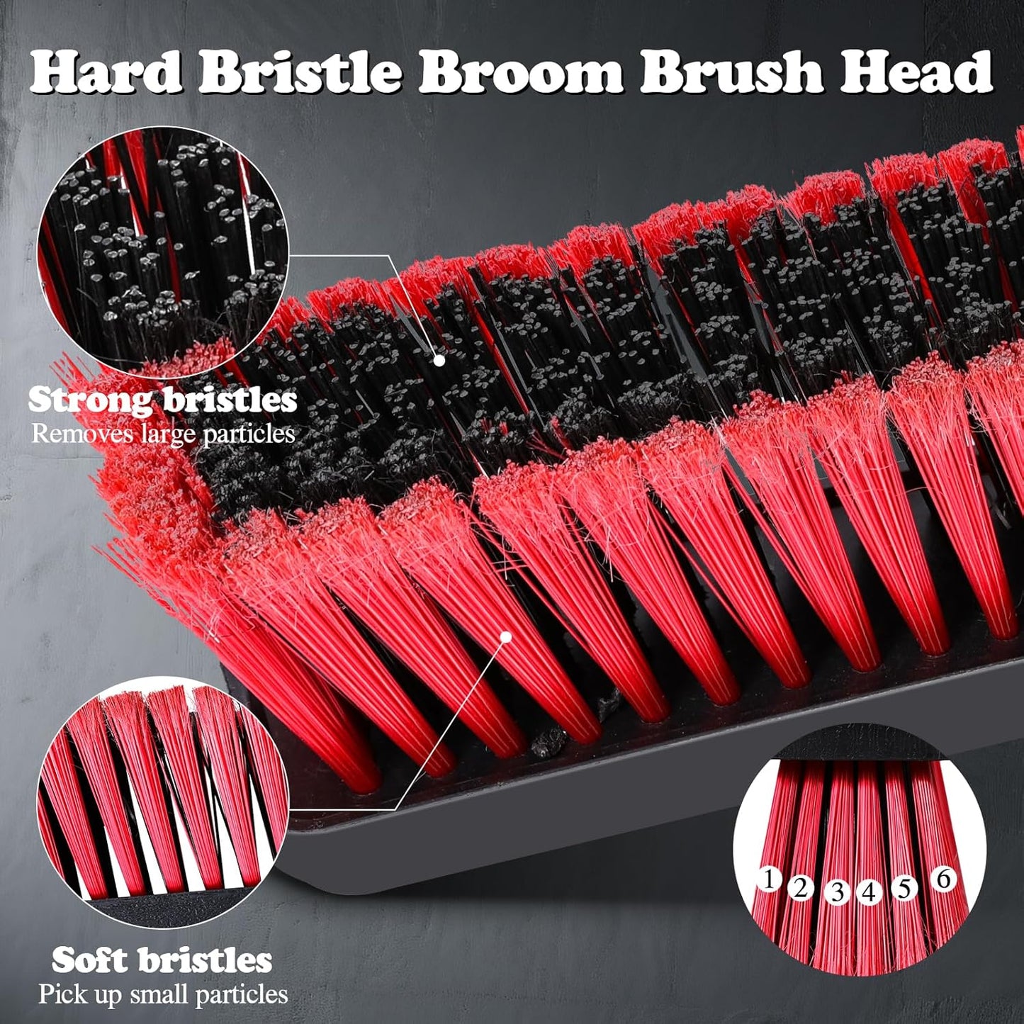 MASTERTOP 25'' Yard Broom, Heavy Duty Garden Broom with Stiff Bristles, Outdoor Sweeping Brush,Push Broom for Warehouse Garden Garage Factory Patio Deck Driveways