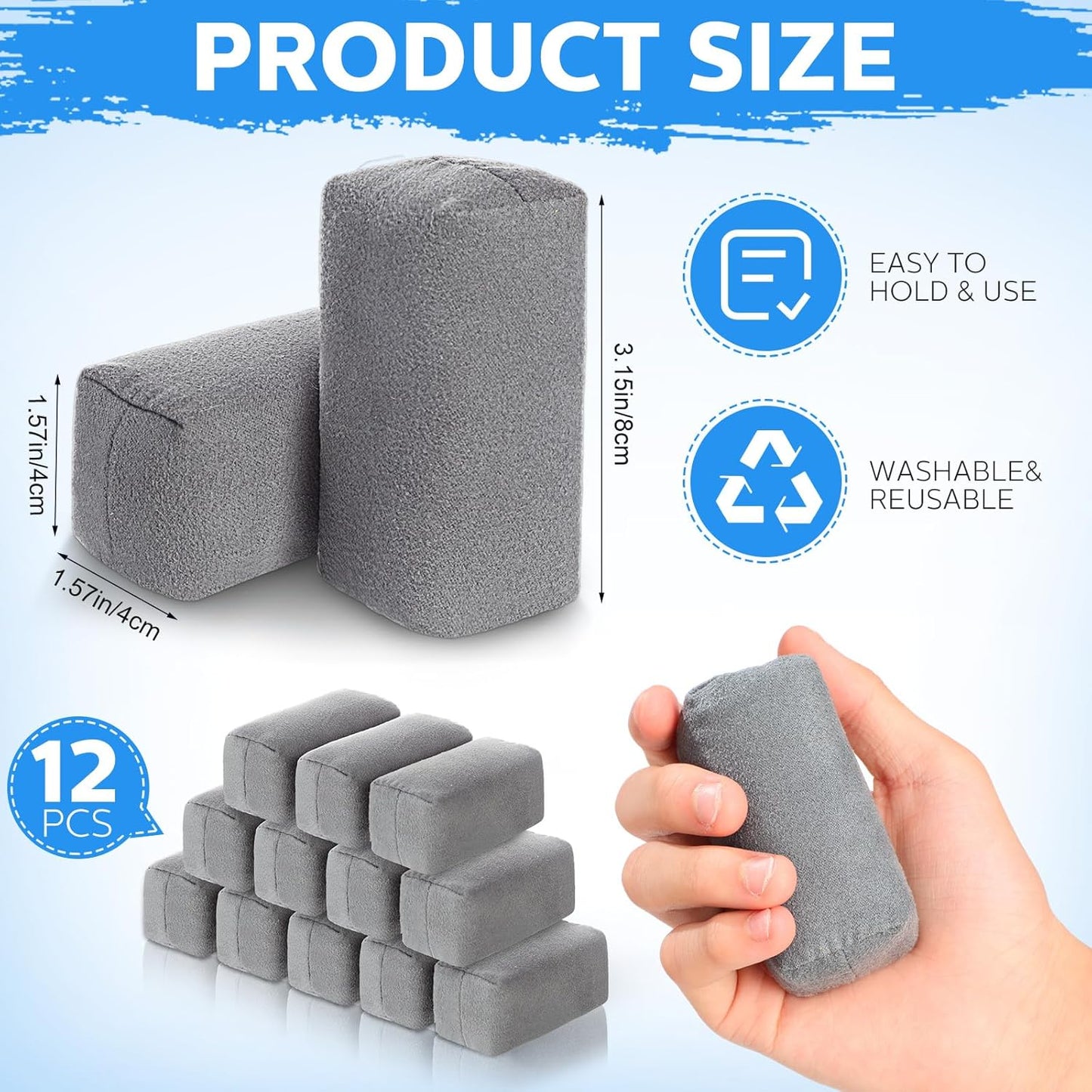 Riakrum 18 Pack Microfiber Applicator Pads Suede Car Detailing Sponge Ceramic Coating Applicator Pads Coating Sponge for Cars Graphene Metal Plastic Trim Ceramic Spray Applying Wax