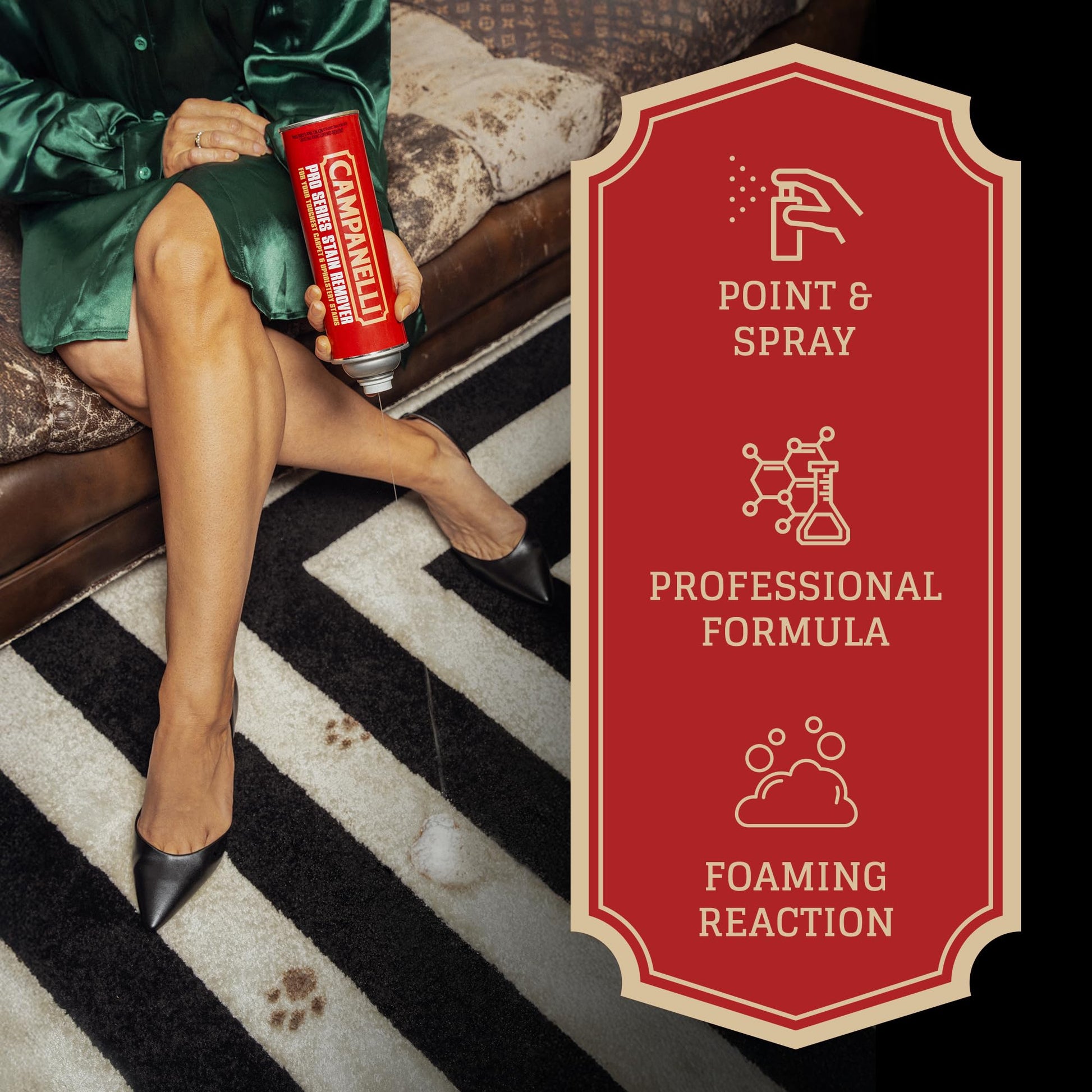 CAMPANELLI Pro Series Carpet & Upholstery Stain Remover Spray, 18Oz Aerosol