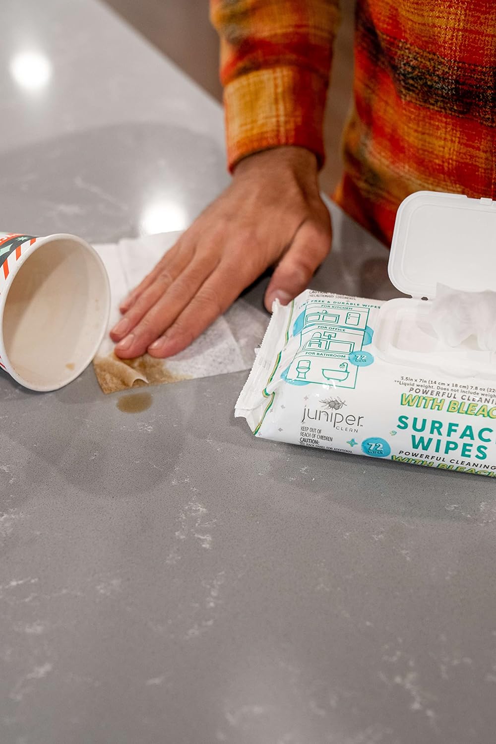 3 Pack Surface Cleaning Wipes with Bleach, All-Purpose Cleaner for Bathroom, Kitchen, Office, 216 Count Soft Flow, Fresh Scent, Lint Free & Durable