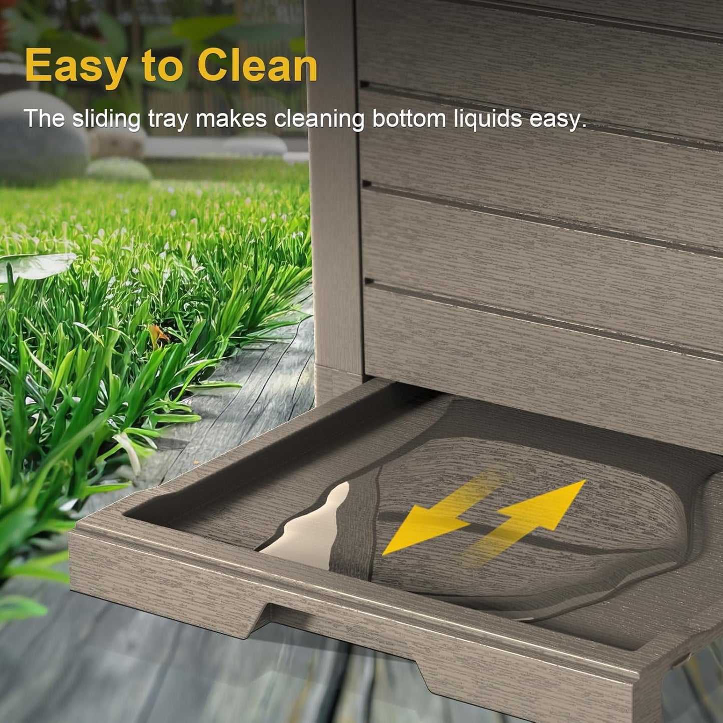 31-Gallon Outdoor Trash Can with lid, Waterproof, UV-Resistant Resin Garbage Can, Lockable Lid and Drip Tray, Animal-Proof, for Patio, Kitchen, Backyard and Deck