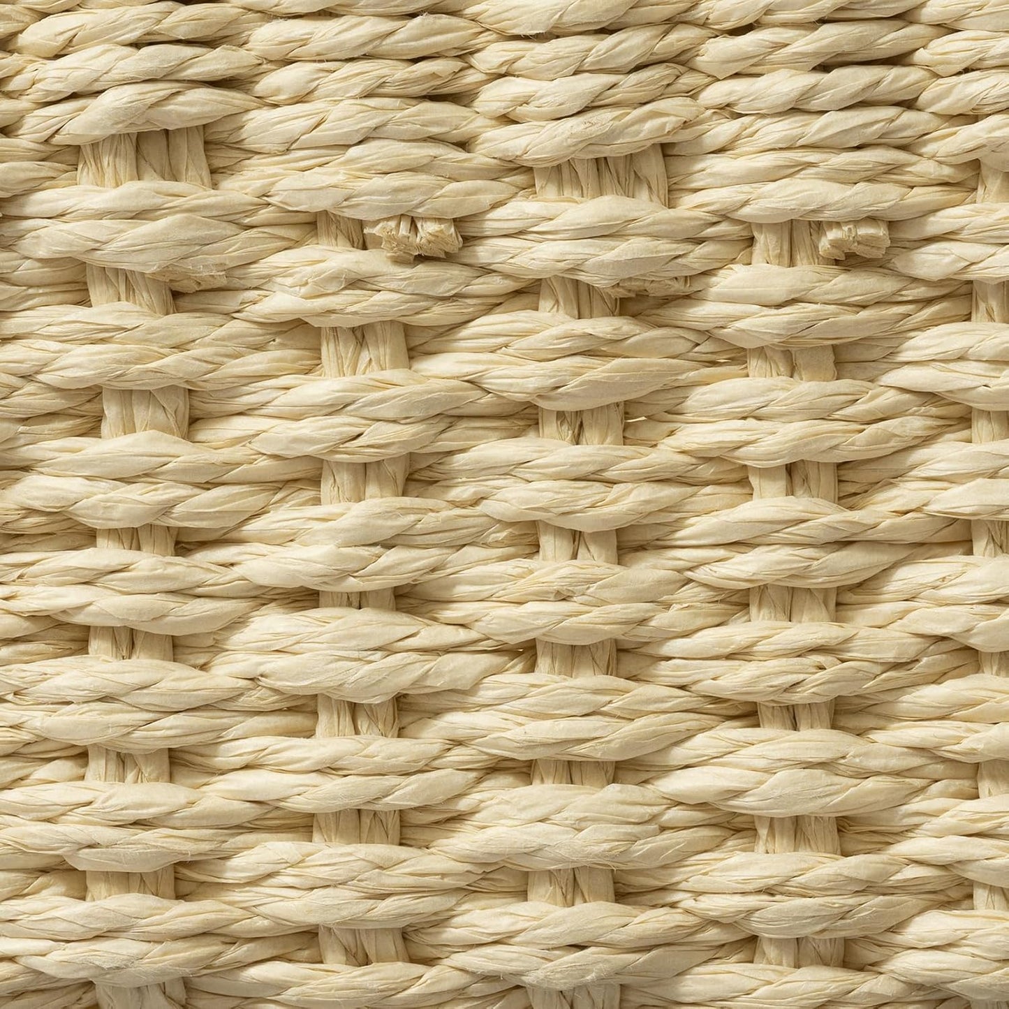 LA JOLIE MUSE Small Beige Wicker Baskets for Organizing, Recycled Paper Rope Storage Basket Container Bins for Shelves Bathroom Cupboards Drawer, Decorative Square Basket Organizer Set of 3