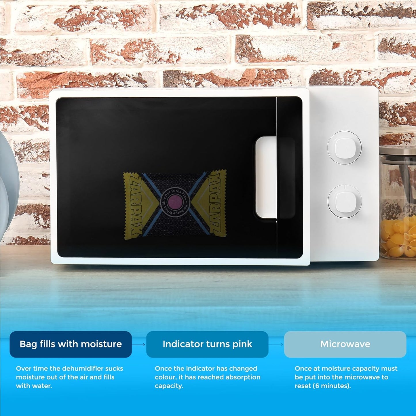 4.4 oz/125g Rechargeable Desiccant Packs Dehumidifier Bag - 6 Pack - Moisture Absorbers For Safes, Car, Bathroom, Storage - Moisture Remover Eliminates Humidity - Reusable Desiccant Bags