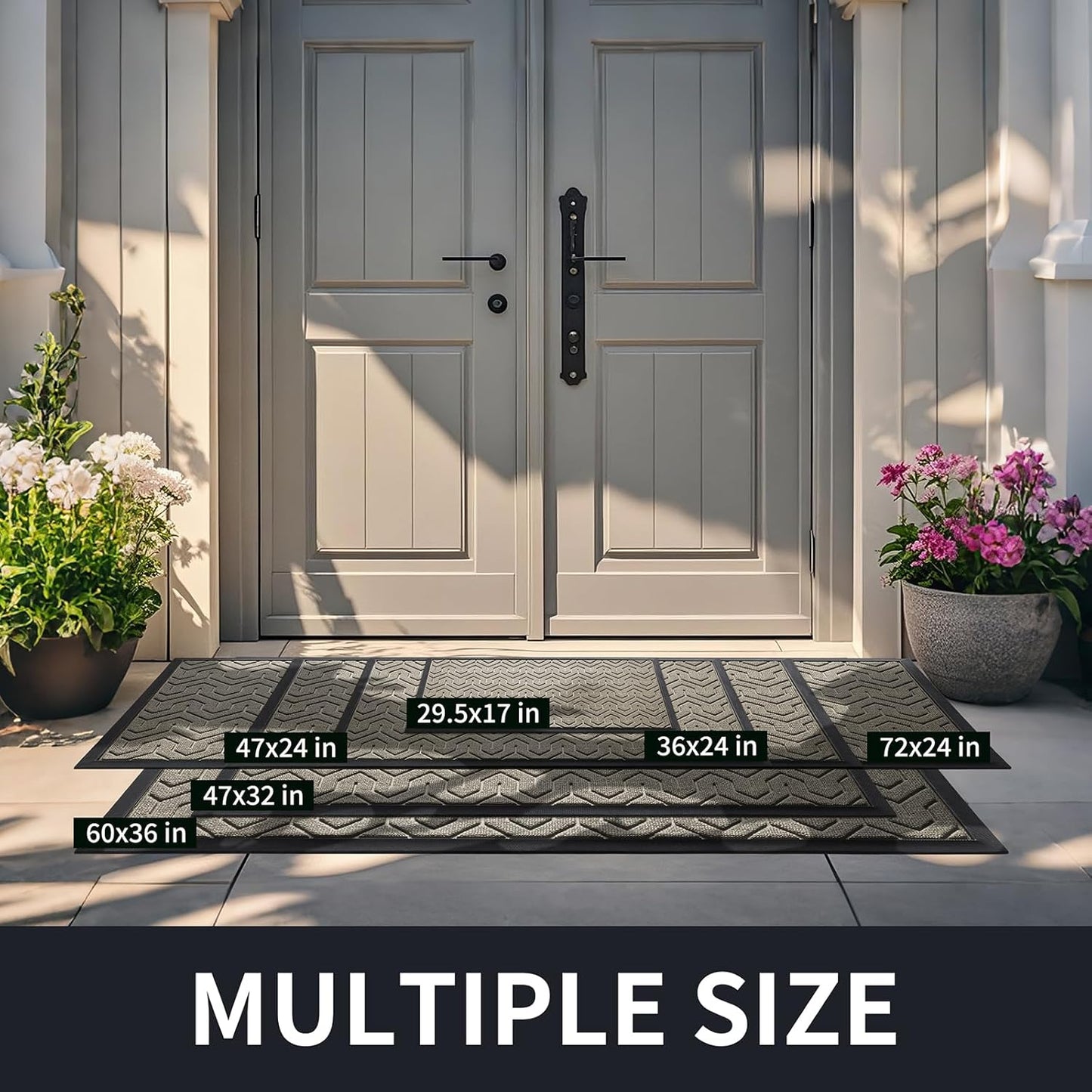 Yimobra Large Door Mat Outside Entrance 47x32, Waterproof Heavy Duty Outdoor Mats for Front Door, Non Slip Rubber Entry Mat for Garage Patio, Easy Clean, Beige