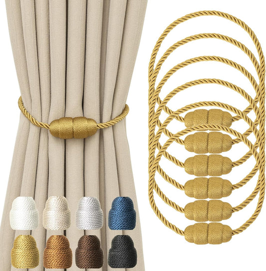 Magnetic Curtain Tiebacks Rope Curtain Tie Backs for Curtains 6 Pack Curtain Holders for Drapes