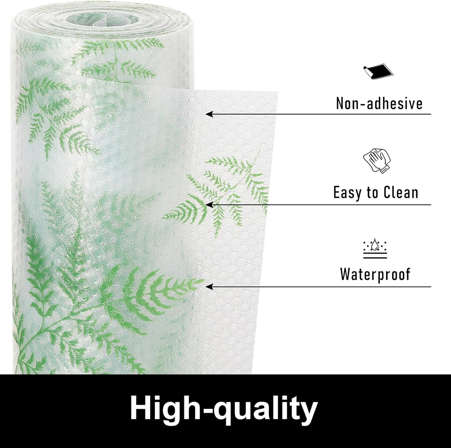 Cooyes Shelf Liners for Kitchen Cabinets, Waterproof and Oil-Proof Kitchen Cupboard Liner, Refrigerator Liners and Plastic Drawer Mats EVA Non Adhesive Shelves