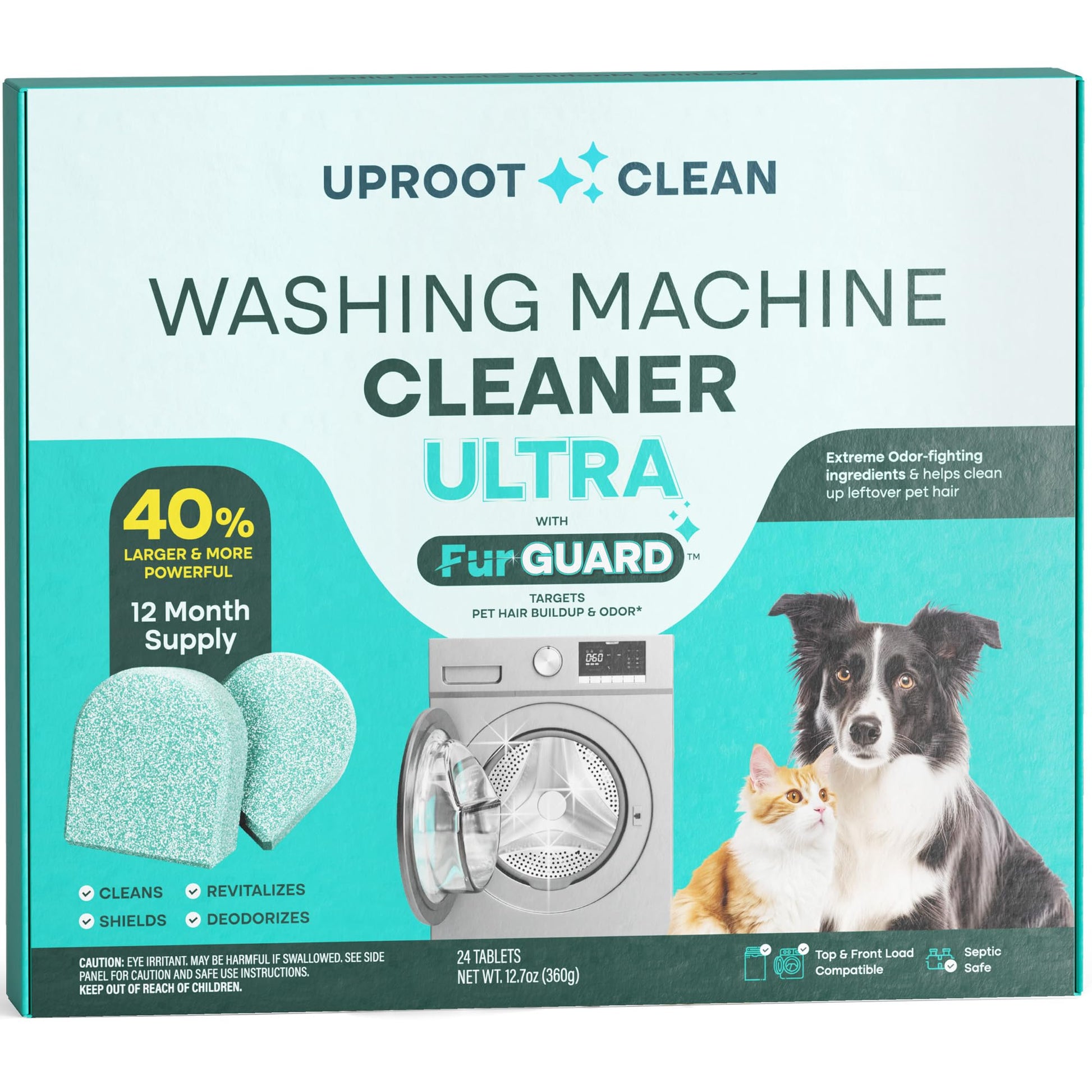 Uproot Clean Washing Machine Cleaning Tablets Ultra 40% Stronger, 24 Pack