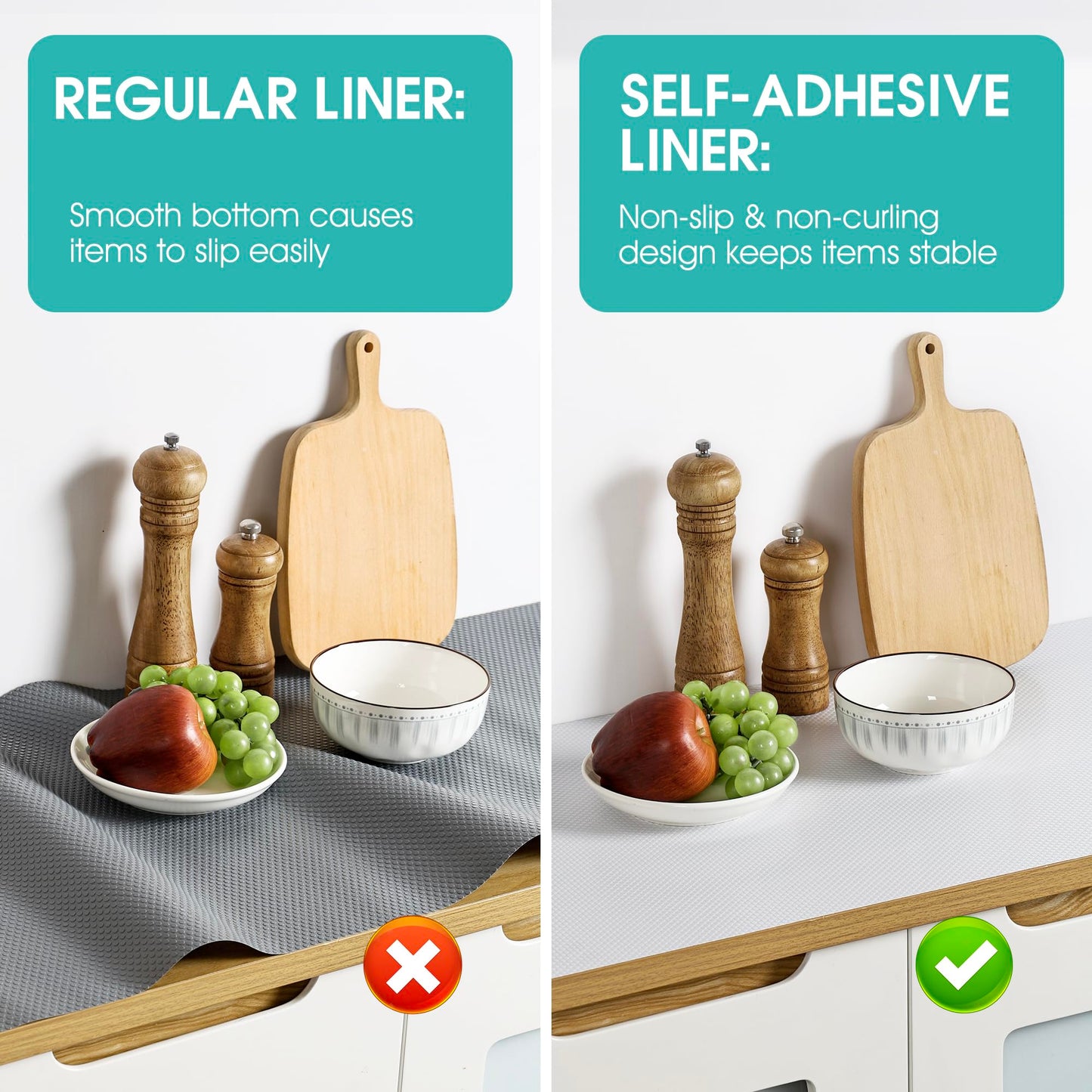 Cabinet Shelf Liner Peel and Stick: Self Adhesive Cabinets Paper - 15.7 in x 12 FT Non-Slip White