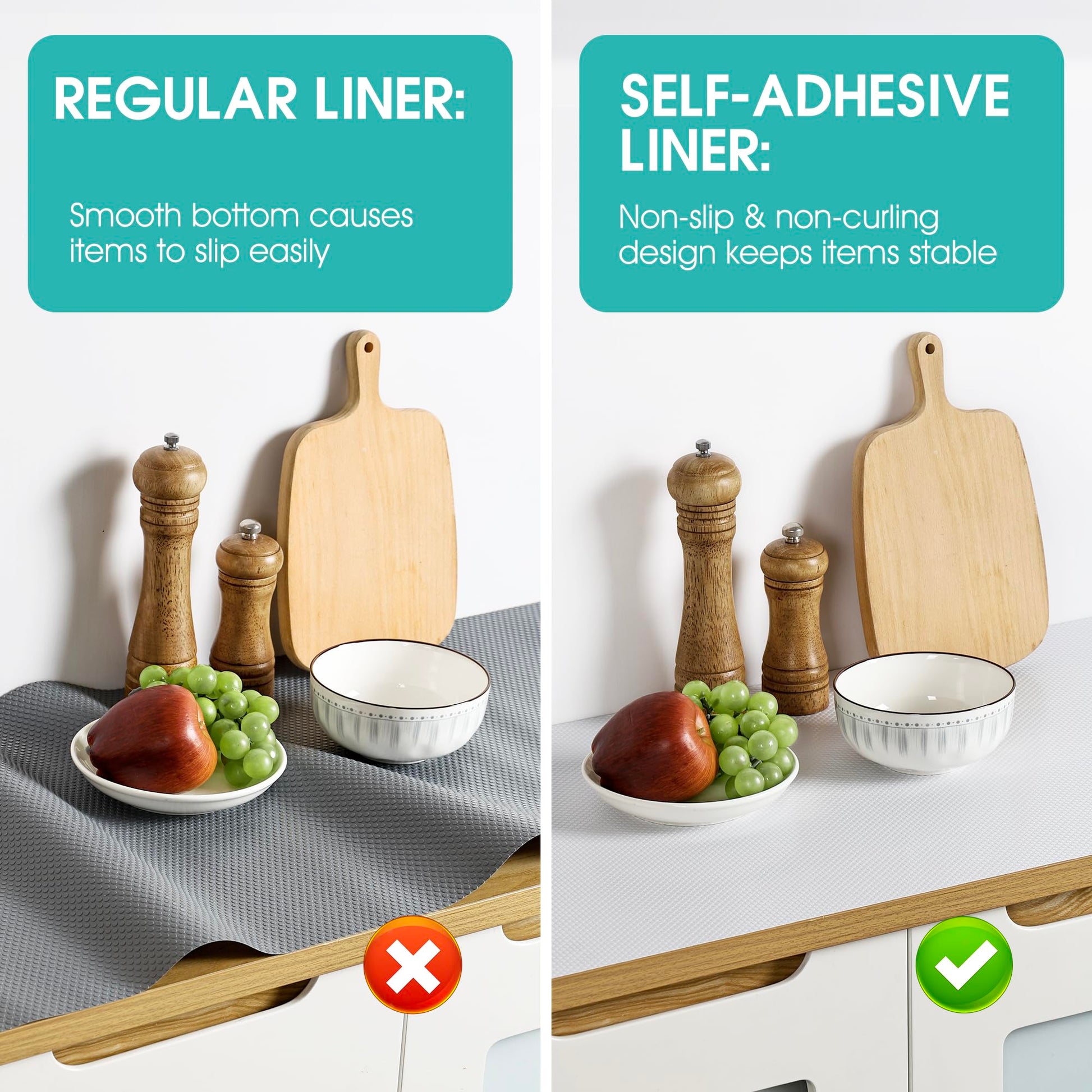 Cabinet Shelf Liner Peel and Stick: Self Adhesive Cabinets Paper - 15.7 in x 12 FT Non-Slip White