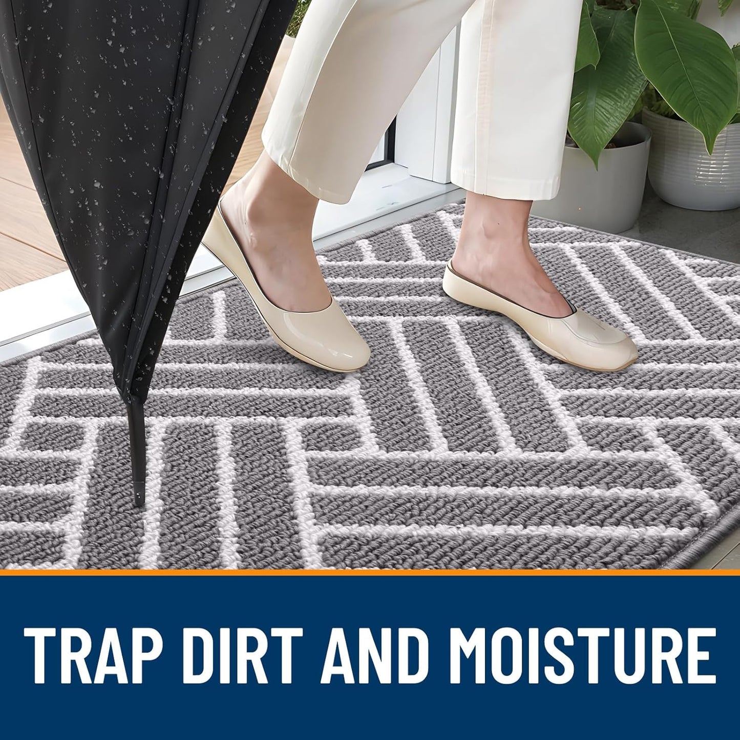 OLANLY Large Indoor Door Mat, 71x47 Inch, Dirt Resistant and Absorbent, Non-Slip Rubber Backing Floor Mats, Easy Clean Low-Profile Doormat for Entryway, Front Door, and Inside Entrance, Grey