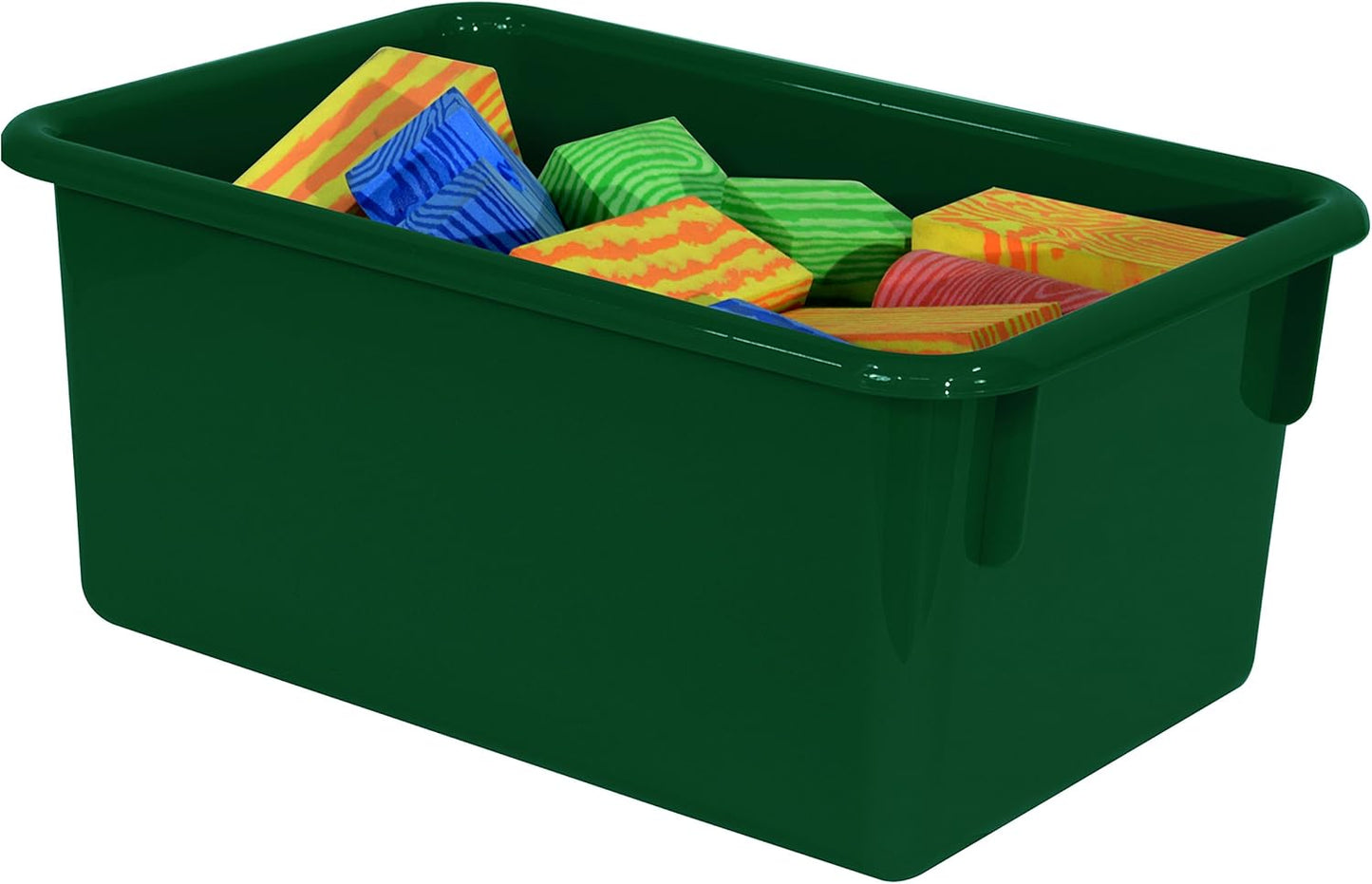 Wood Designs Cubby Storage Bin, Heavy Duty Plastic Containers for Kids Green Cubby Tray Set of 12