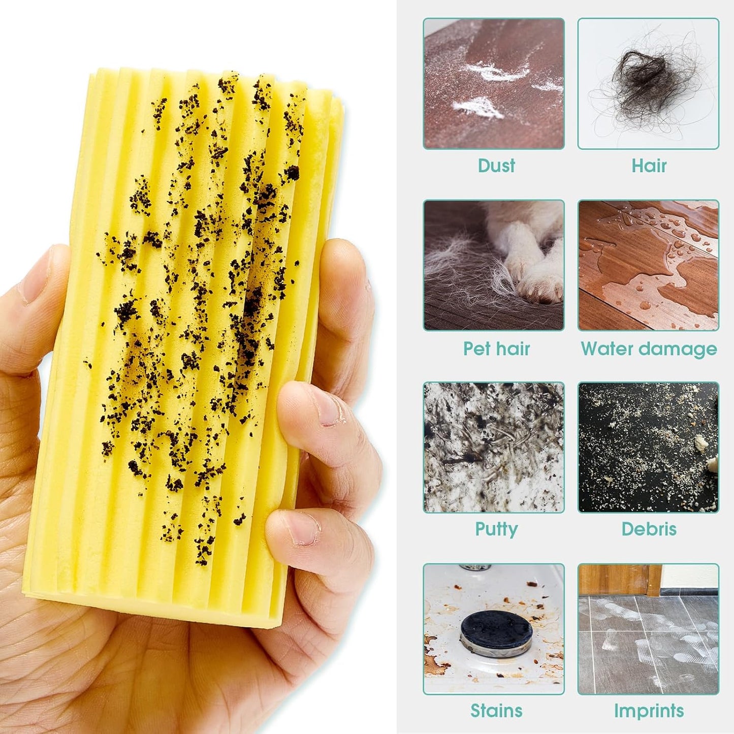 4 Pack Damp Dusting Sponge Duster, Yellow Dust Cleaning Sponge, Reusable Household Cleaning Sponge Tool for Blinds, floorboards, Fan Blades, Vents, Glass, Railings, Mirrors
