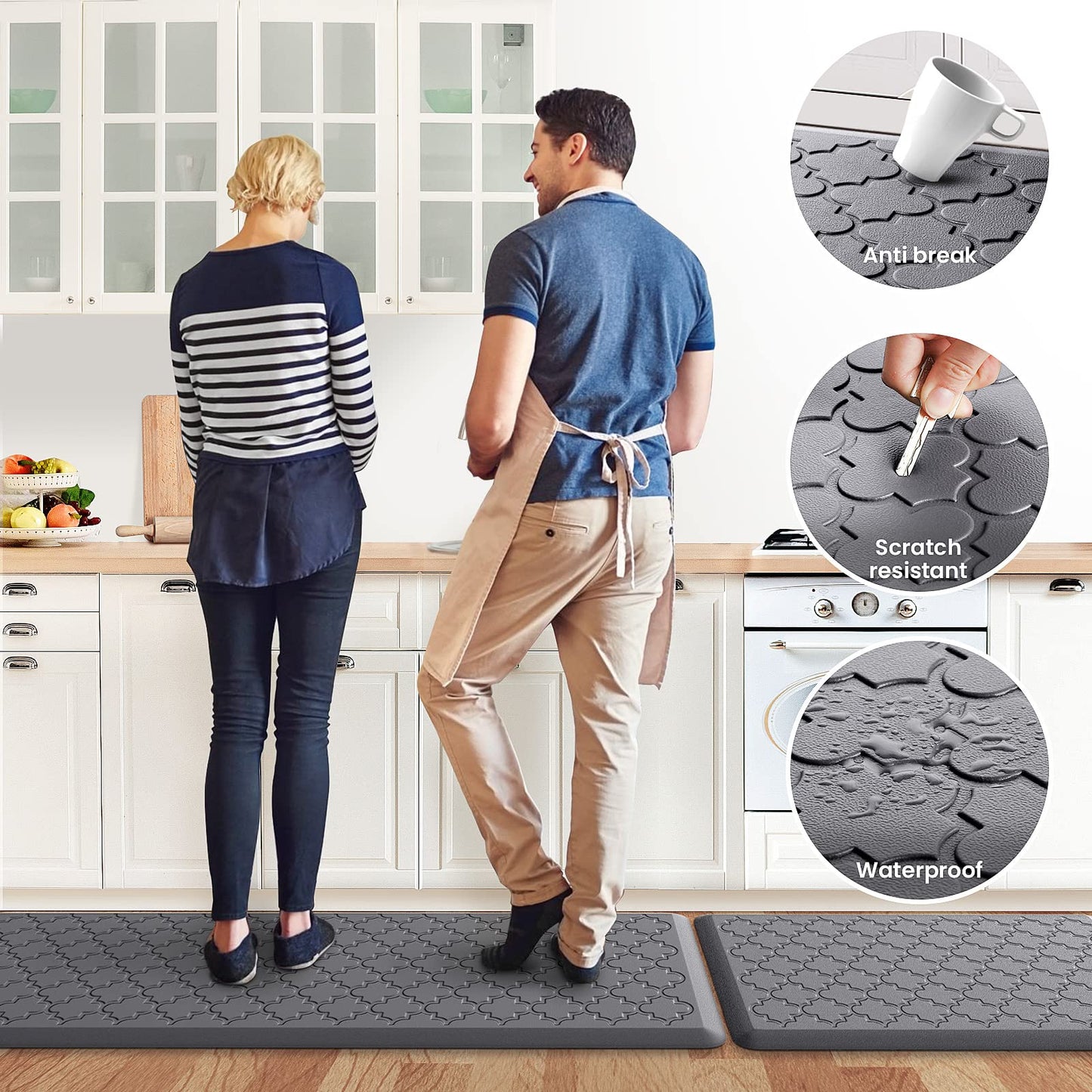 Kitchen Mat 2 PCS Cushioned Anti-Fatigue Floor Mat Standing Mat for Kitchen