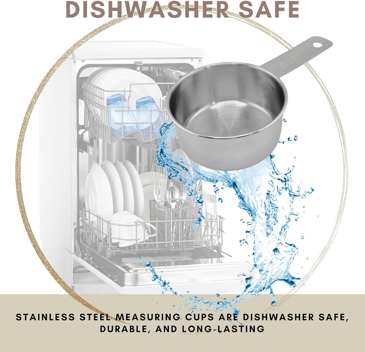 1/3 Cup Stainless Steel Measuring Cup | Sturdy Metal 80 ml | 80 cc | 3 oz | Single Cup for Wet and Dry Ingredients | Great for use as 1/3 Cup Dog Food Scoop - 4 PK