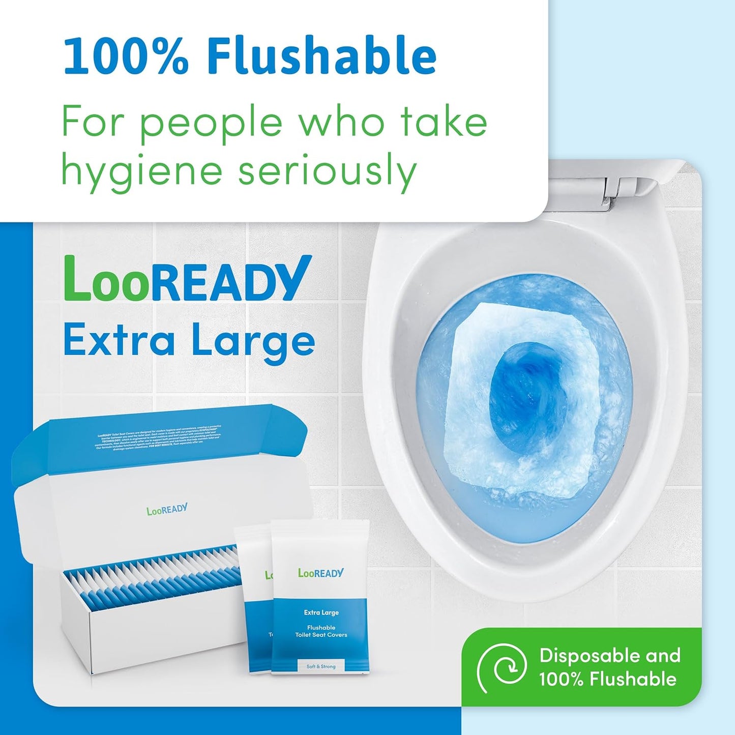 Toilet Seat Covers Disposable Flushable - Extra Thick & Large (18x22") - Individually Wrapped Toilet Seat Cover for Travel & Public Bathroom - Premium Quality, Convenient, and Hygienic (30 Pack)
