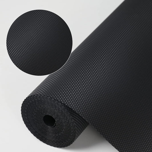 Kitchen Shelf Liner Drawer Liners, Non-Adhesive Refrigerator Liners Waterproof Fridge Mats with Strong Durable Kitchen Cabinets Mat for Drawers, Shelves, Pantry Black