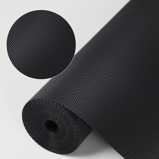 Kitchen Shelf Liner Drawer Liners, Non-Adhesive Refrigerator Liners Waterproof Fridge Mats with Strong Durable Kitchen Cabinets Mat for Drawers, Shelves, Pantry Black