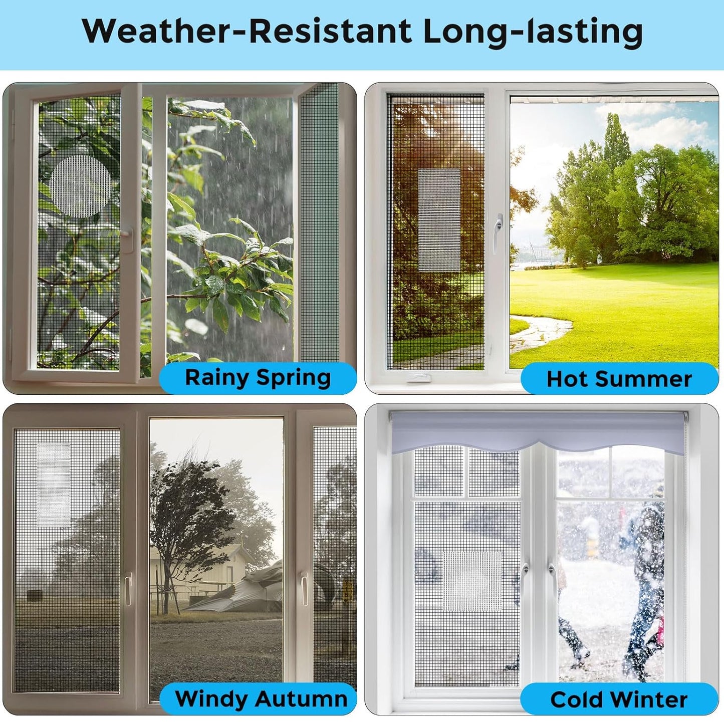 White Window Screen Repair Tape, 2 in X 15 FT (360IN) Screen Repair Kit for Windows or Doors, Strong Adhesive Screen Patch Fiberglass Screen Tape Mesh Repair