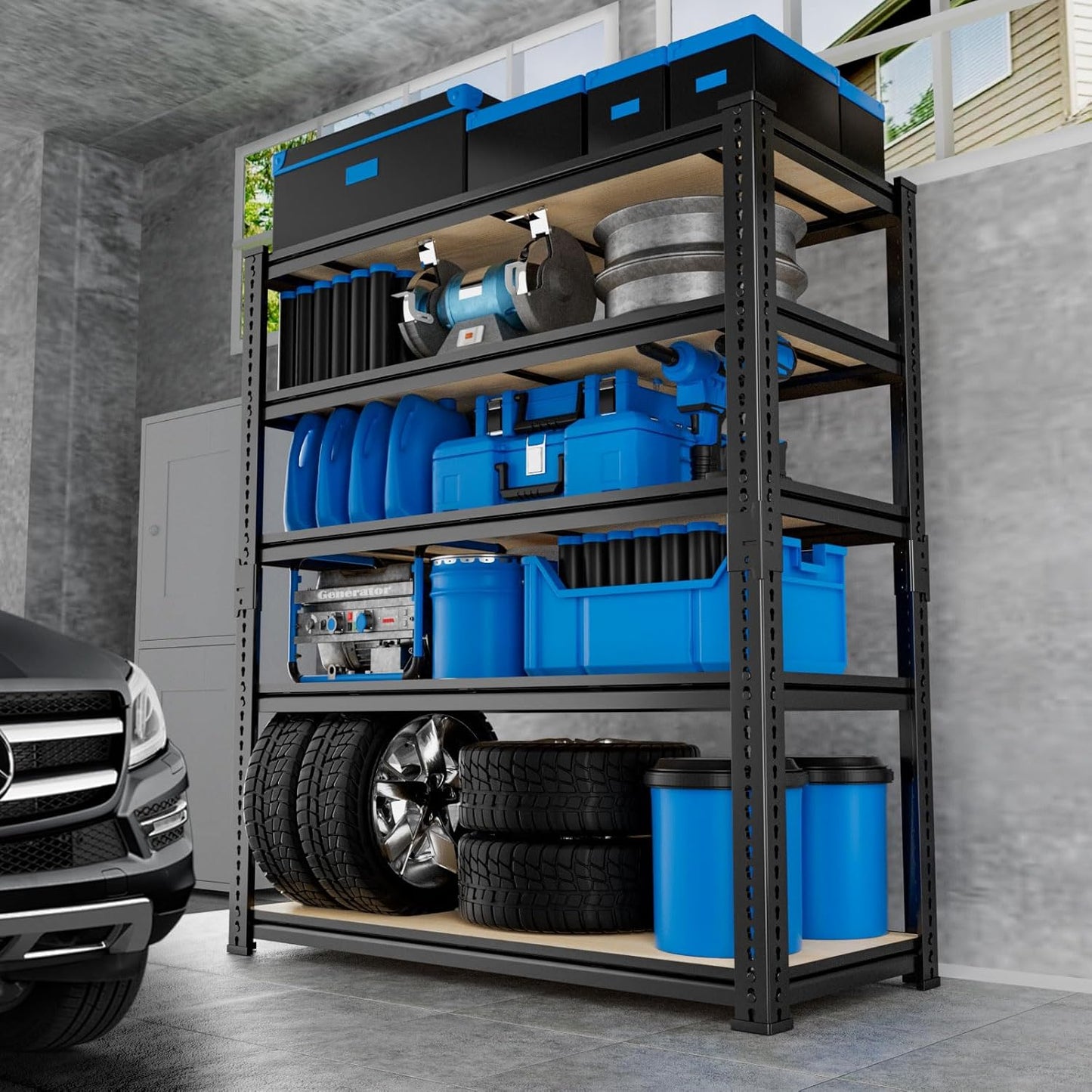 Garage Shelving, 3 PCS Storage Shelves Heavy Duty 2000 LBS Capacity, 5 Tier Adjustable Metal Organizer Wire Rack, 36" L x 18" W x 72" H Utility Shelf Unit for Kitchen Pantry