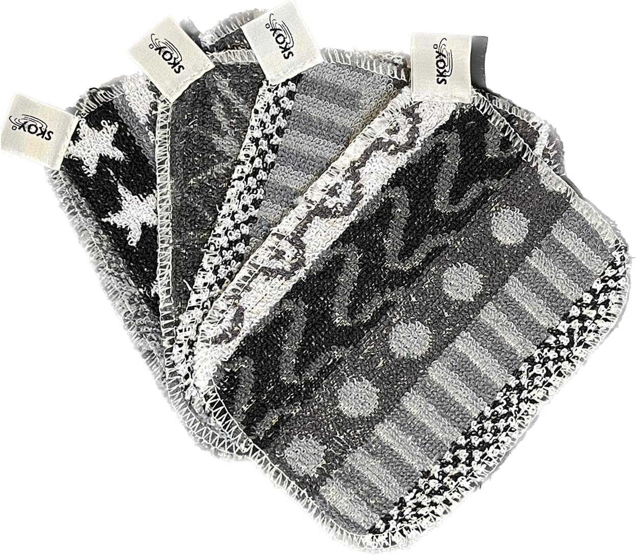 Skoy Scrub, 4-Pack Reusable, Non-Scratching Dish Scrubber for Kitchen and Household Cleaning, Planet-Friendly, Dishwasher Safe Soft Scrub, Monochromatic Colors