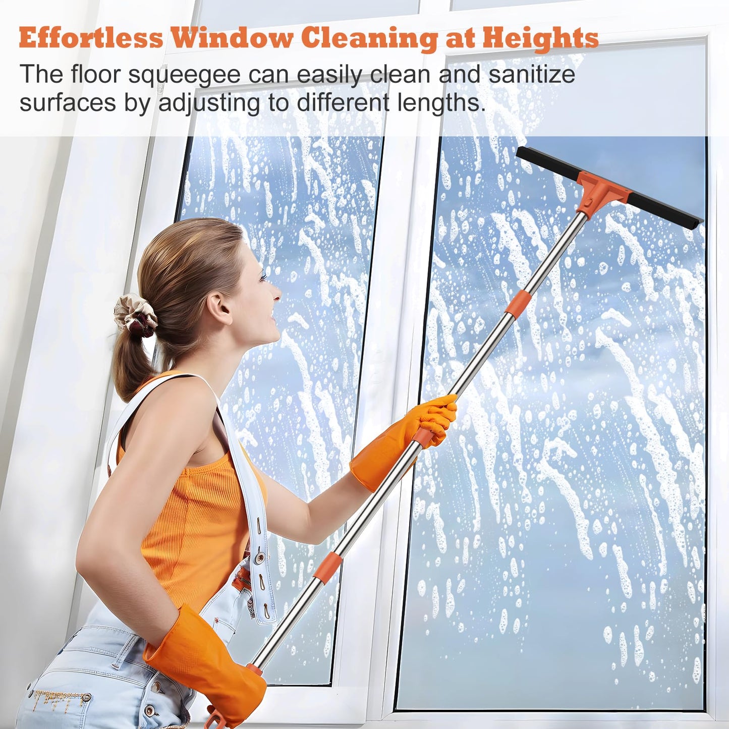 Floor Squeegee for Concrete Floor,18" Large Heavy Duty Squeegee for Floor, Rubber Broom with 62"