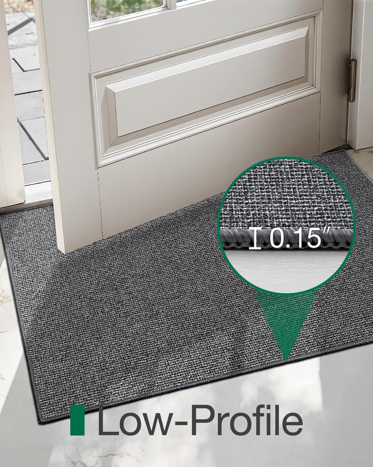 LUMI Indoor Door Mat 36"x59", Ultra Thin Low Profile Non-Slip Doormat for Home Entrance, Absorbent & Stain-Resistant Welcome Mats, Washable Entryway Mat for Front Door, Patio, Porch, Grey
