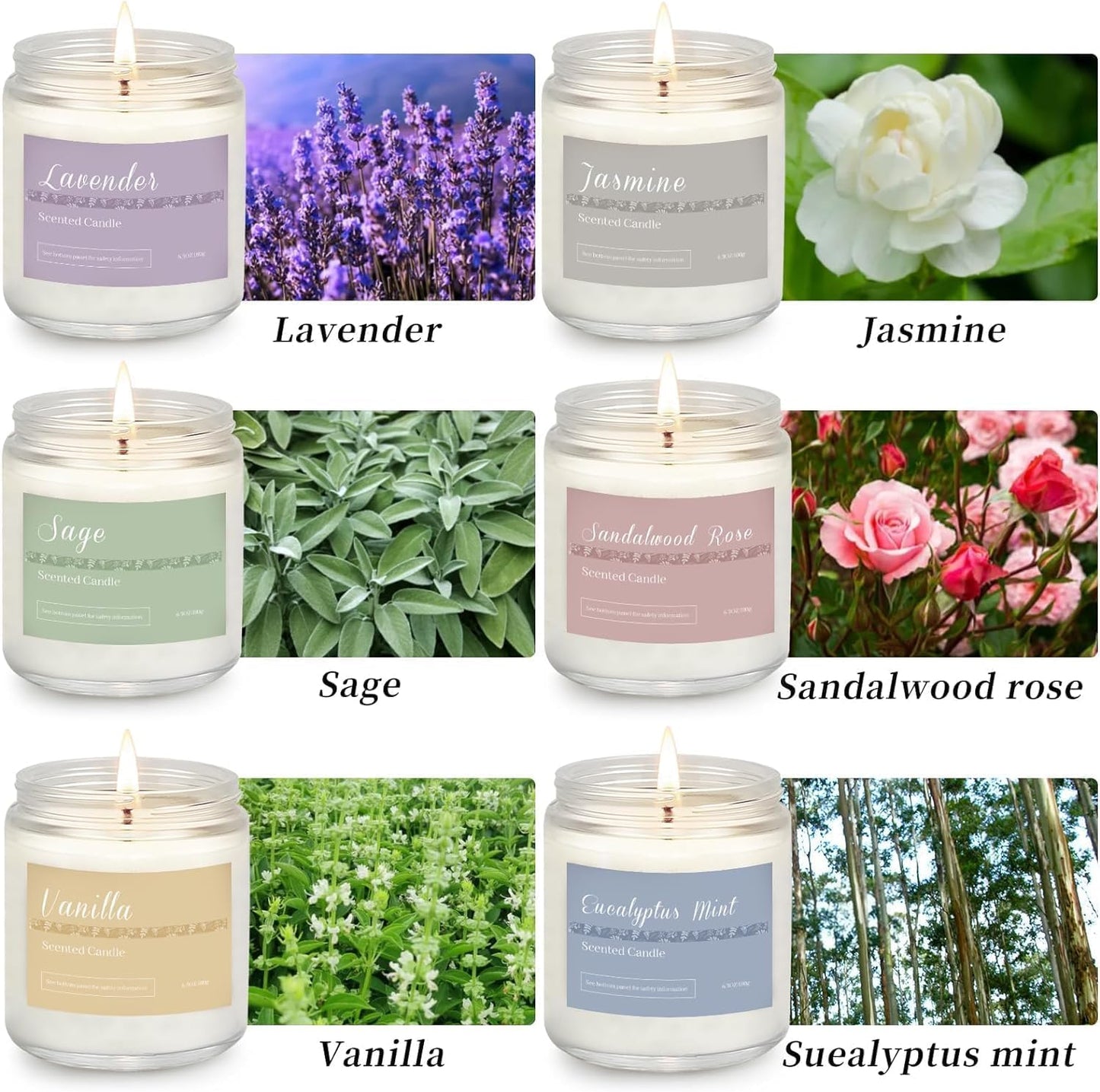 Scented Candles Gift Set for Women, 6-Pack Aromatherapy Candles for Home