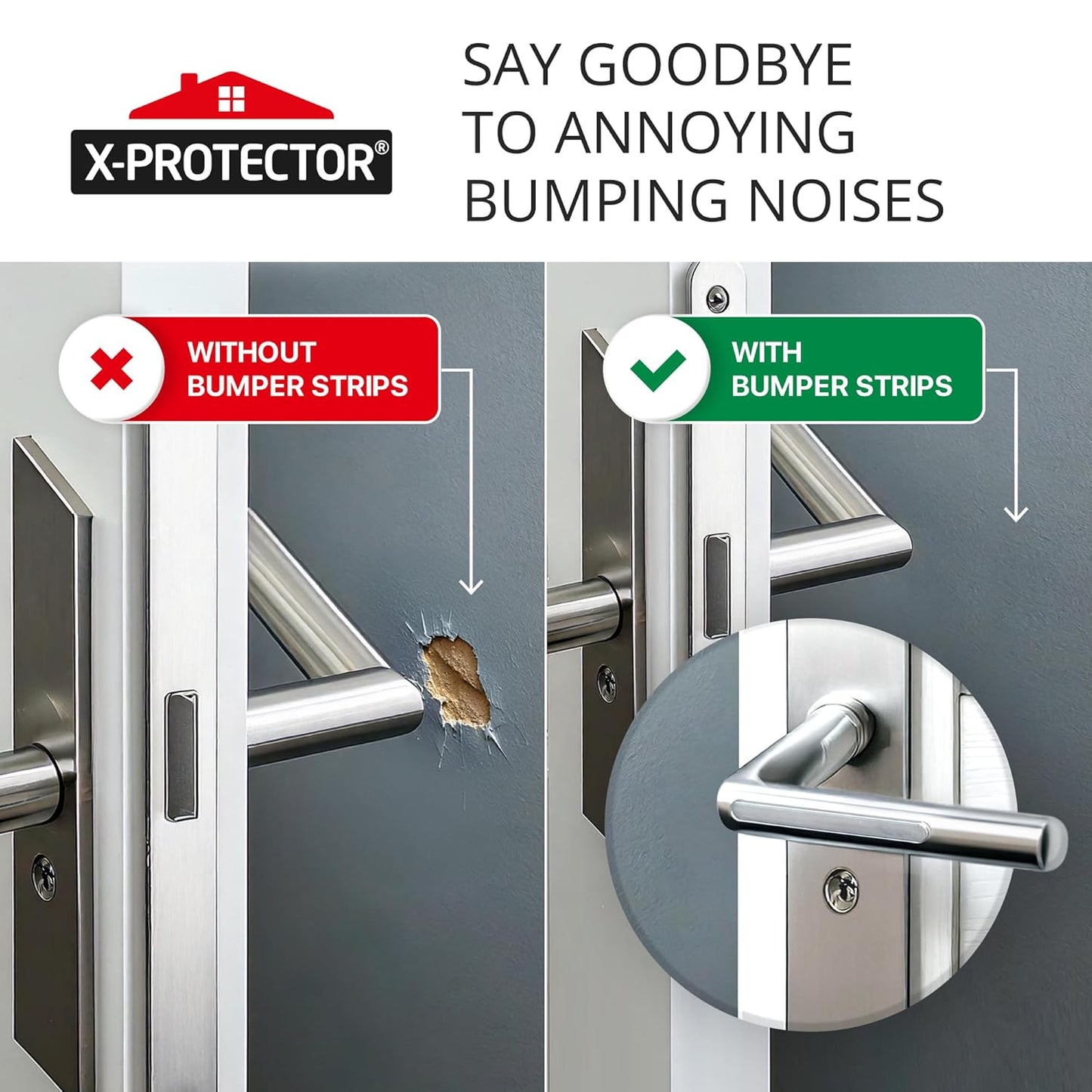 X-Protector Cabinet Door Bumper Strips - 40 PCS - Clear Door Silencer - Premium Cabinet Door Bumpers - Soft Door Slam Stopper - Multi-Purpose Bumpers for Cabinet Doors, Chair Backs, and More!