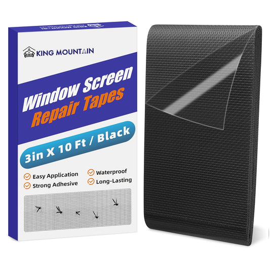 KING MOUNTAIN Black Window Screen Repair Tape,3inX10FT Heavy Duty Screen Repair Kit for Window