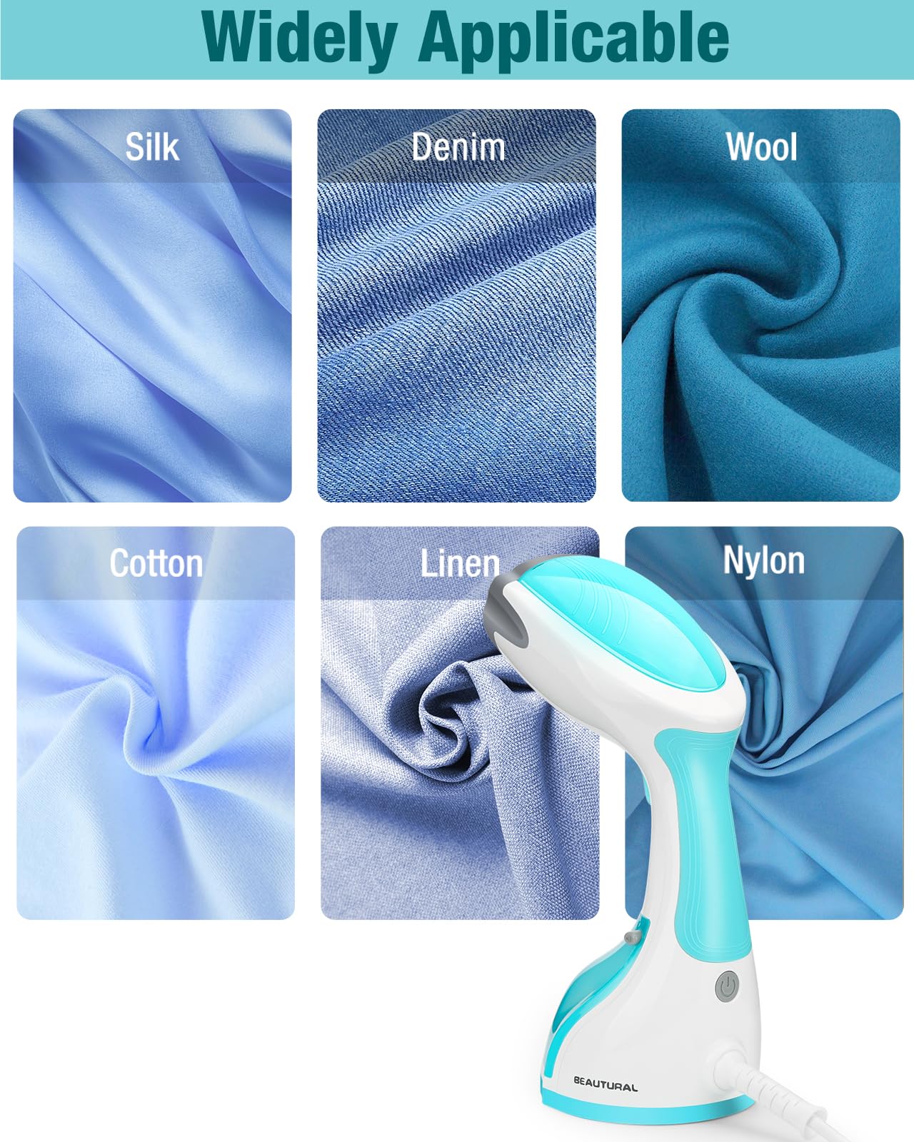 BEAUTURAL Steamer for Clothes, Handheld Garment Fabric Wrinkle Remover