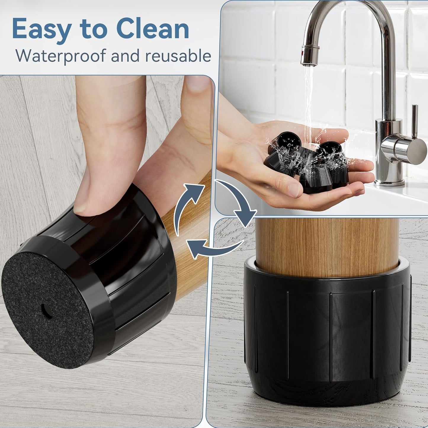 24PCS Silicone Chair Leg Floor Protectors for Hardwood Floors, Thicken Rubber Chair Leg Cap Covers, Non Slip Furniture Leg Pads to Protect Wood Tile Floors from Scratches and Reduce Noise