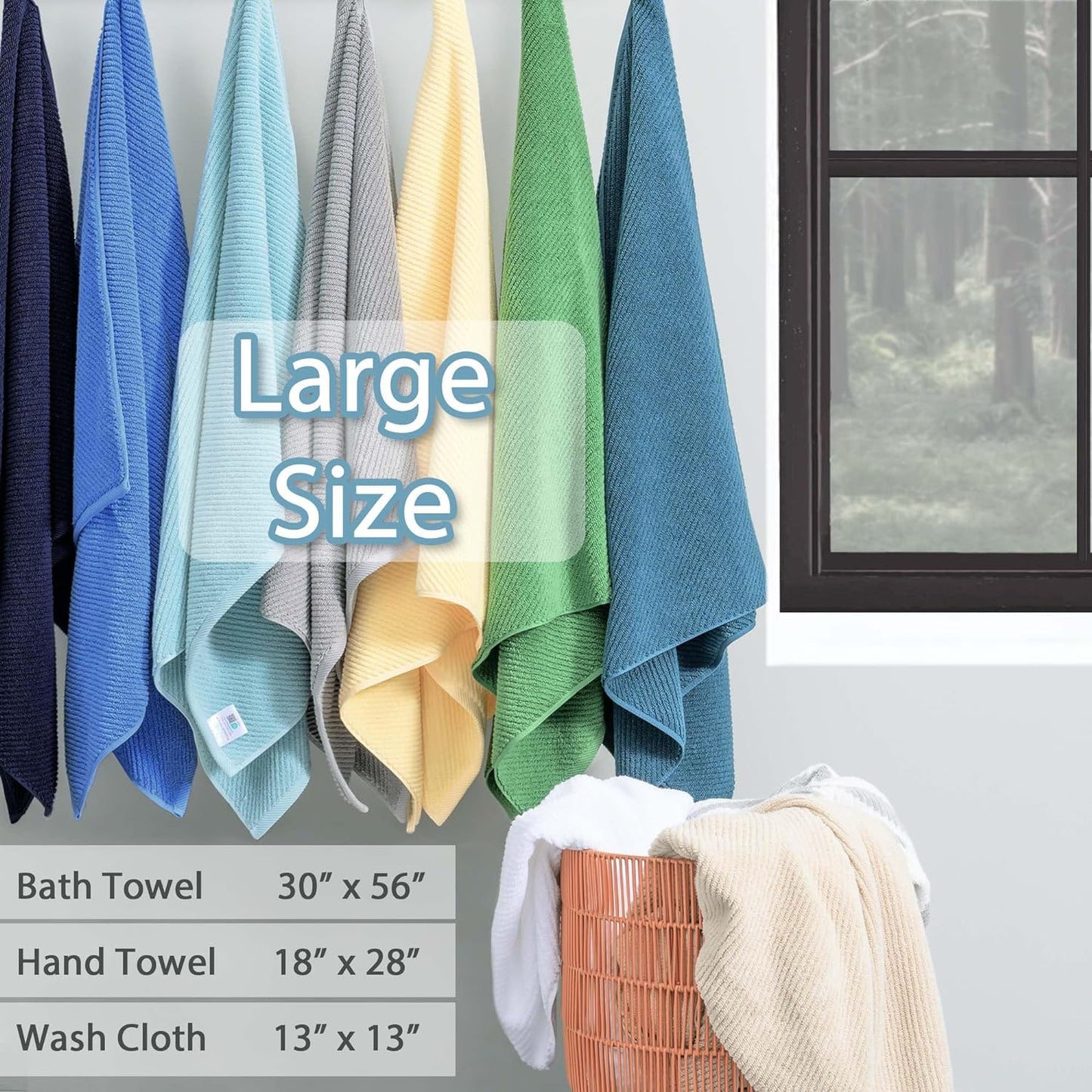 VOOVA & MOVAS Gray Towels - 100% Cotton | Lightweight | Quick Dry | Thick | Soft, Towel Set of 6, 2 Large Bath 30" x 56", 2 Hand 18" x 28", 2 Washcloths 13" x 13", Towel Gift Set, Dark Grey