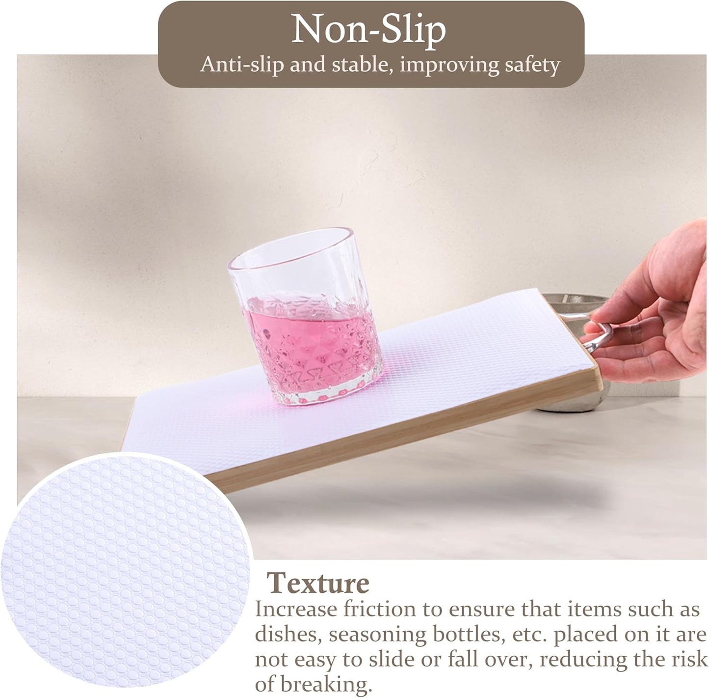 Cabinet Shelf Liner 11 Inch Wide X 20 Ft Non-Slip Kitchen Drawer Liners Waterproof & Oil-Proof Drawer Liners for Cupboard Pantry Non Adhesive Refrigerator Shelf Liner Strong Grip Cabinet Mat (White)