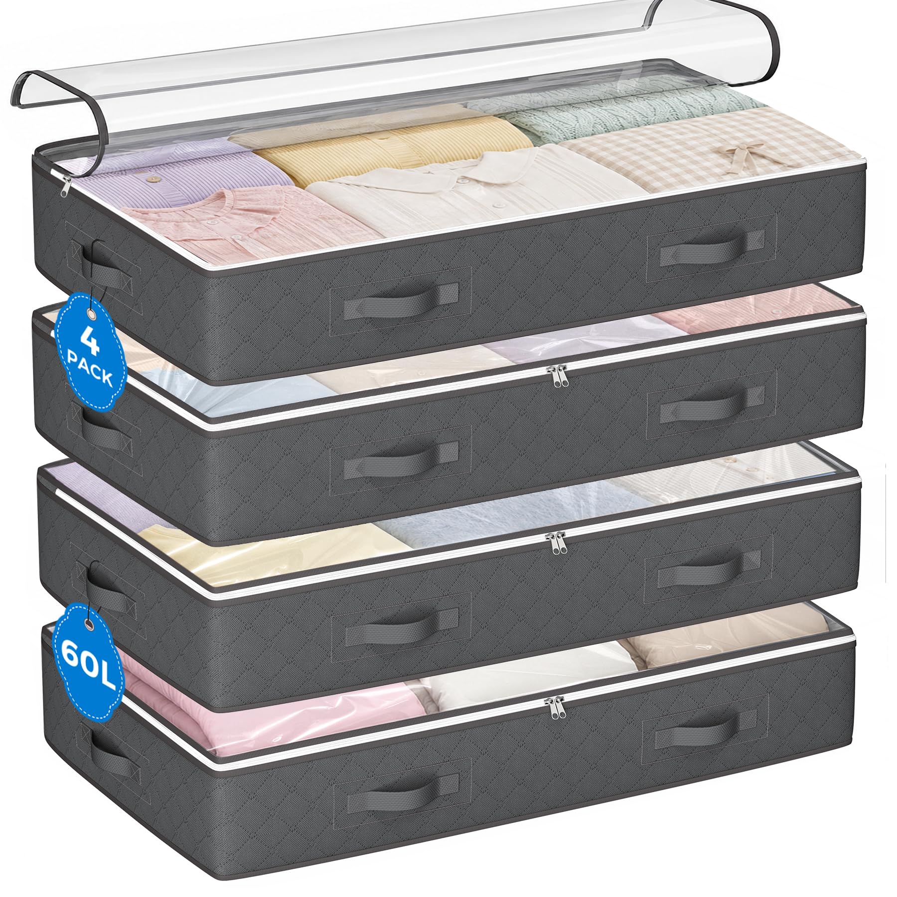 Budding Joy Under Bed Storage Containers, Storage Bins with Clear Lids