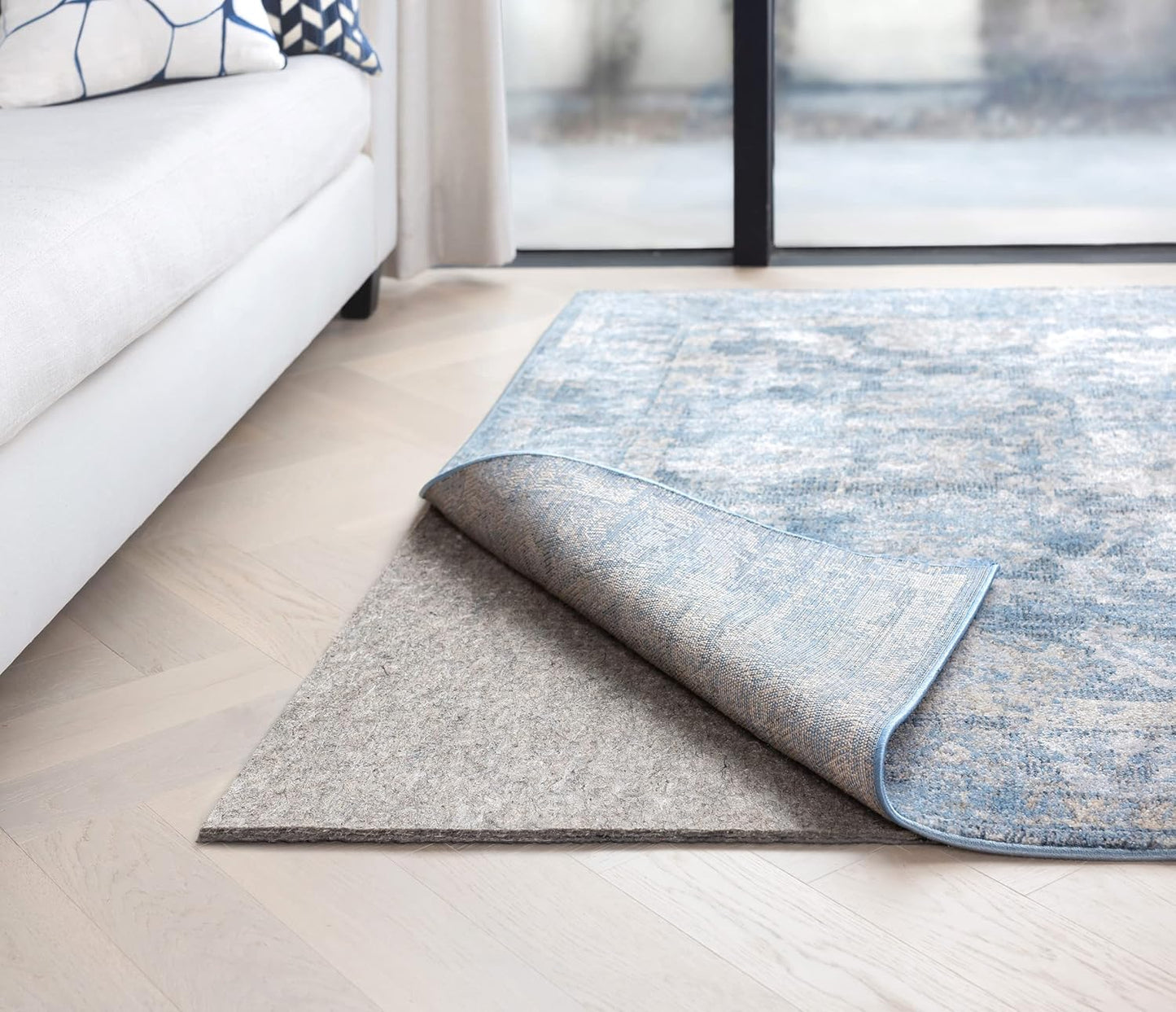 RUGPADUSA - Dual Surface - 8'x10' - 1/2" Thick - Felt + Rubber - Non-Slip Backing Rug Pad - Adds Comfort and Protection - for Hard Surface Floors