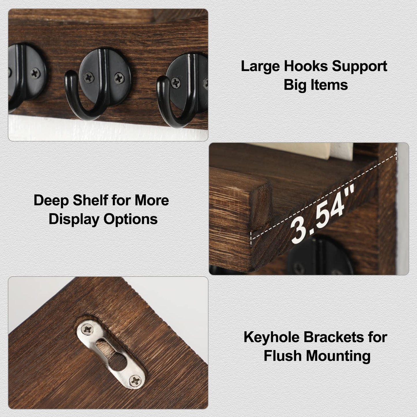 Lwenki Key Holder for Wall, Decorative Key and Mail Holder with Shelf Has Large Key Hooks for Bags