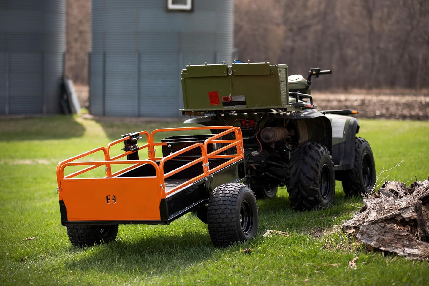 Impact IMPLEMENTS® 1500lb HD Agricultural Trailer with Solid Floor & Sides. Rugged Tires and Solid Sides with Tailgate for Increased Capacity. Original USA Design.