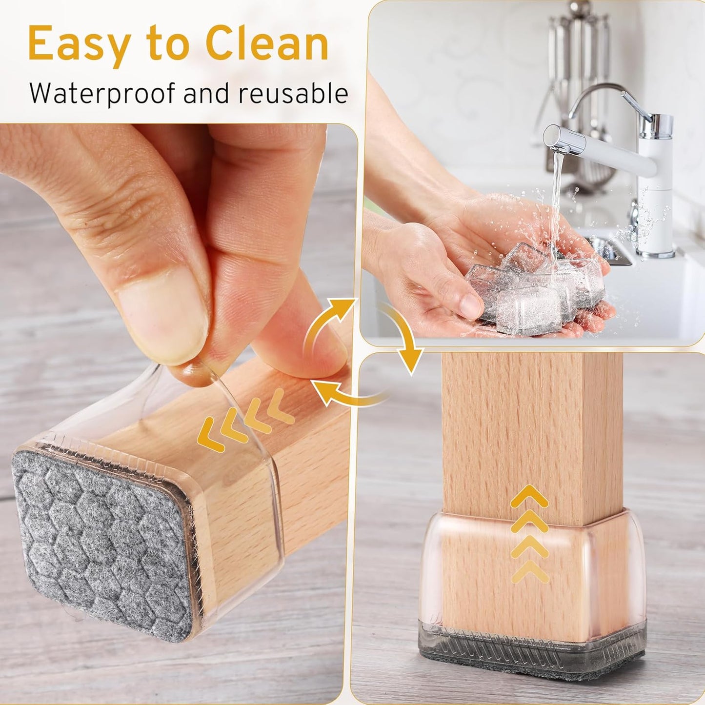 24PCS Rectangular Chair Leg Floor Protectors, Furniture Sliders, Non-Slip Felt Furniture Pads for Hardwood Floors, Silicone Cap Covers to Protect Floors,(Fit L :1.34-1.57", W: 0.87-1.18")