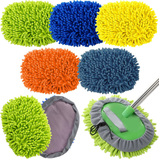 Layhit 5 Pcs Car Wash Mitt Set, Brush Not Included, Microfiber Mitt Cleaning Car Truck Washing Tools Kit RV Pickup Chenille Scratch Replacement(Multicolor)