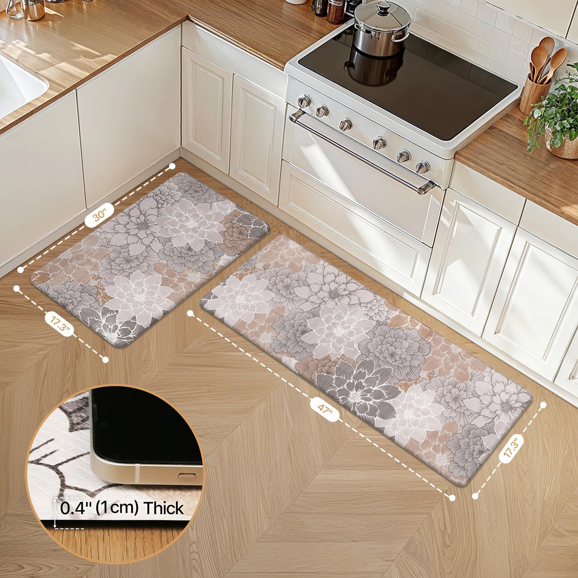 GENIMO Anti Fatigue Kitchen Mats for Floor 2PCS, Cushioned Standing Mats