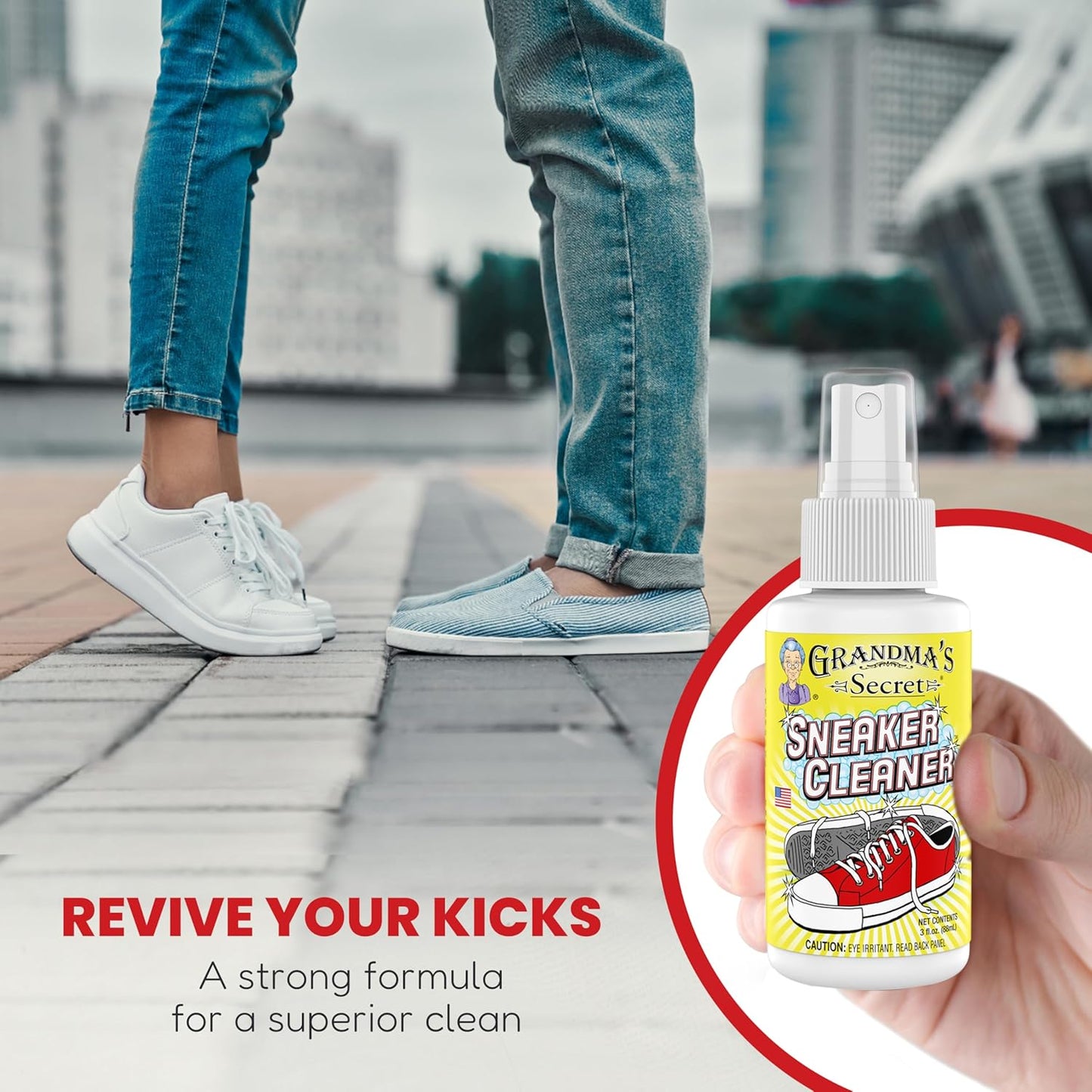 Grandma's Secret Sneaker Cleaner - Shoe Cleaner for Rubber, Canvas and Leather - Stain Remover Spray Removes Dirt, Grime and Grass - Sneakers Cleaner for Outdoor Shoes, Slippers and Moccasins ??3 oz