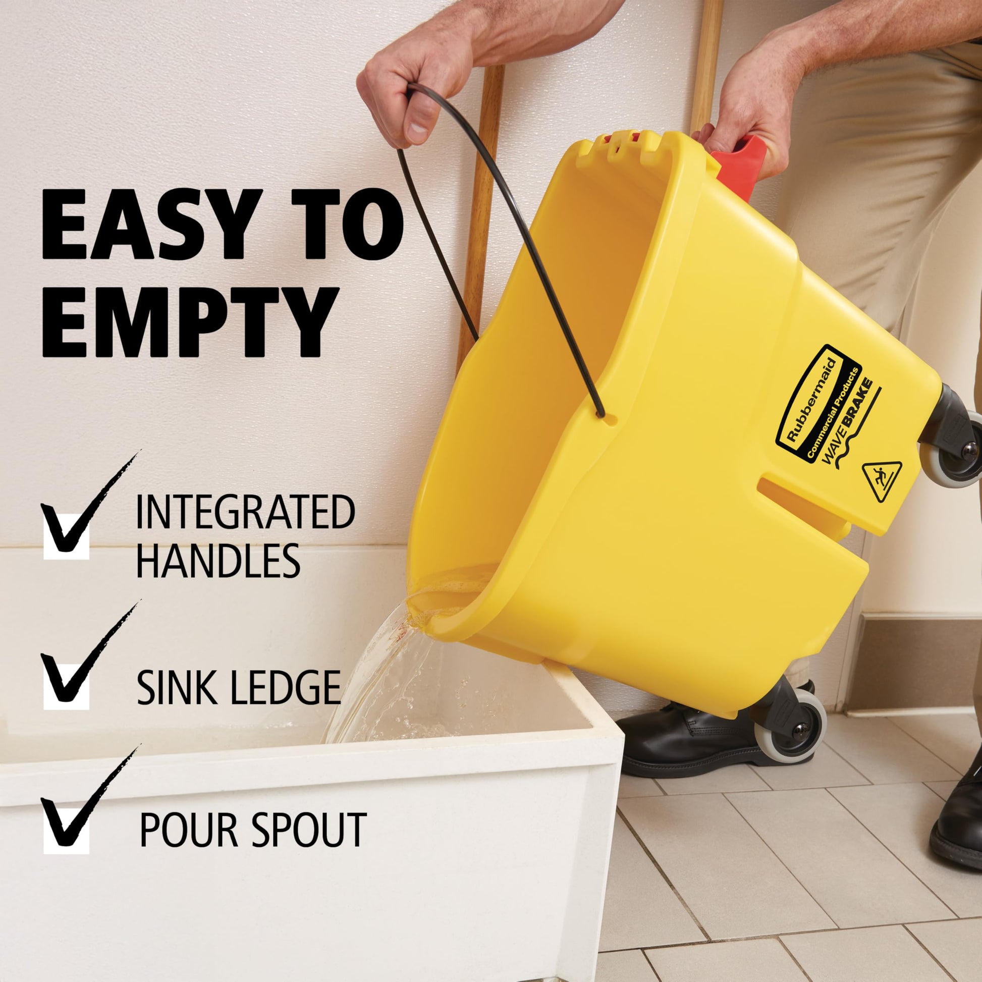 Rubbermaid Commercial Products WaveBrake 26 Qt. Side-Press Mop Bucket and Wringer Combo on Wheels