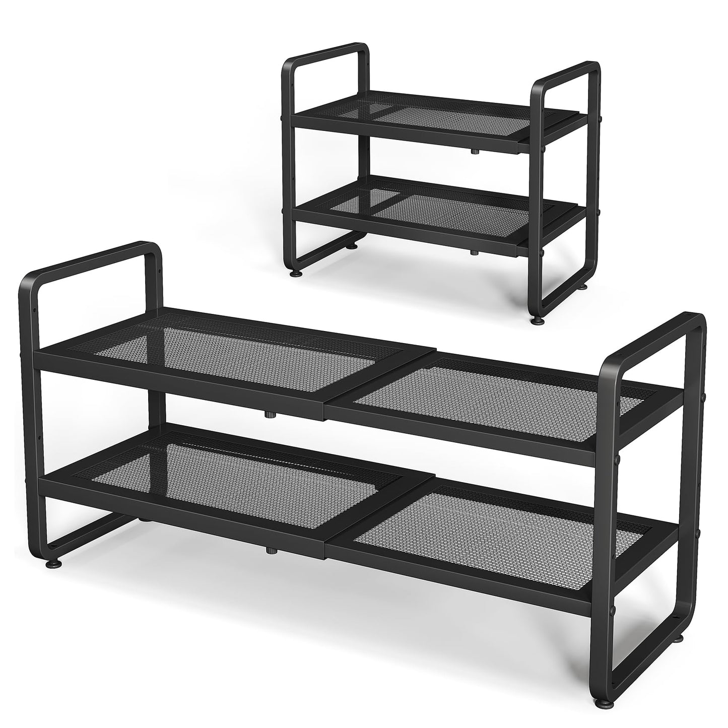 Expandable Metal Shoe Rack for Closet, Entryway & Garage, 2-Tier, Black