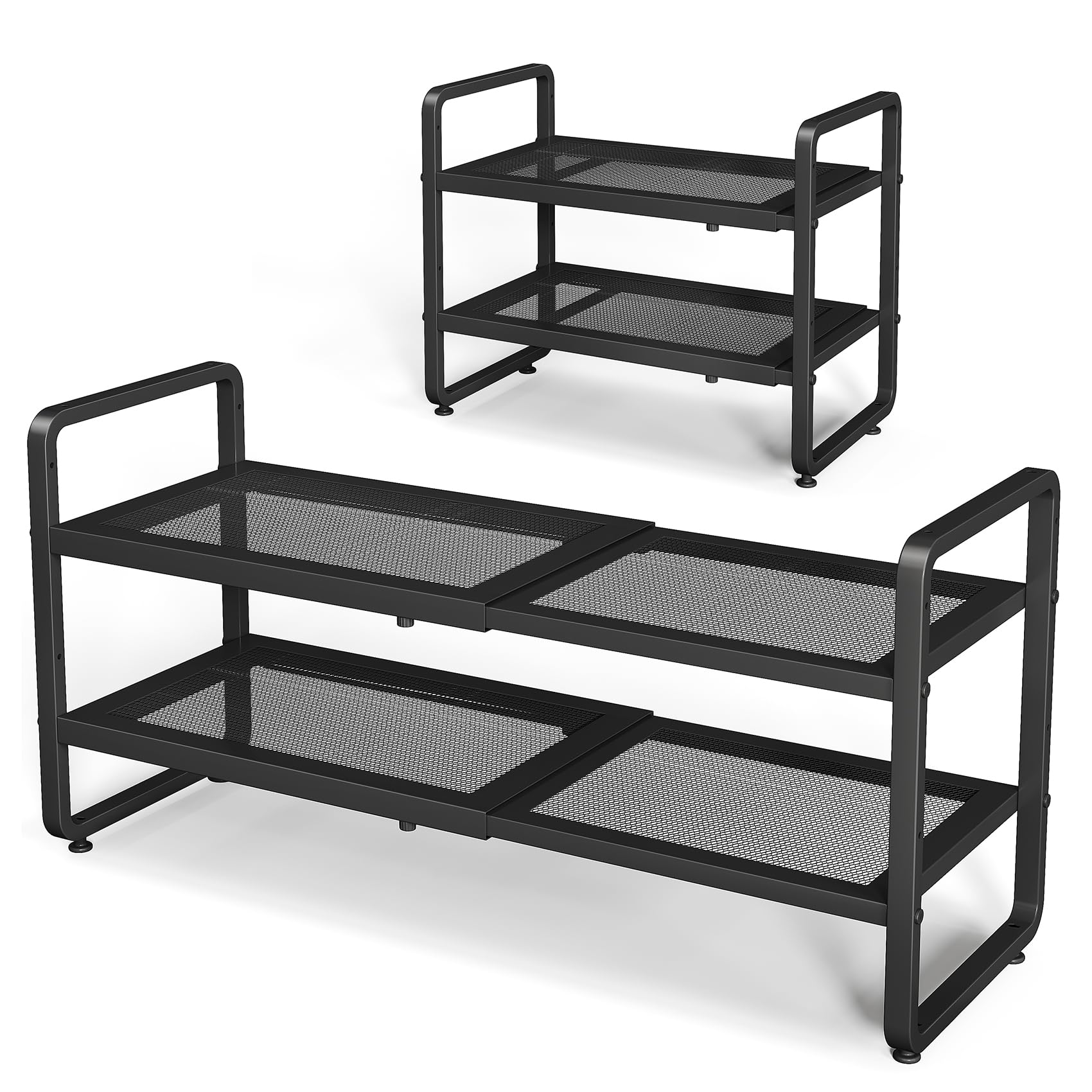 Expandable Metal Shoe Rack for Closet, Entryway & Garage, 2-Tier, Black
